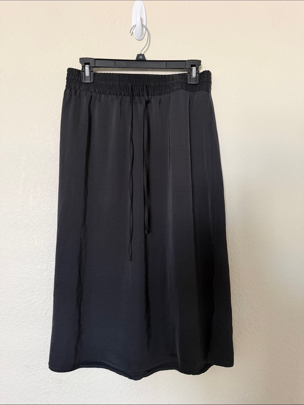 a new day Black Midi Skirt with Elastic Drawstring Waist